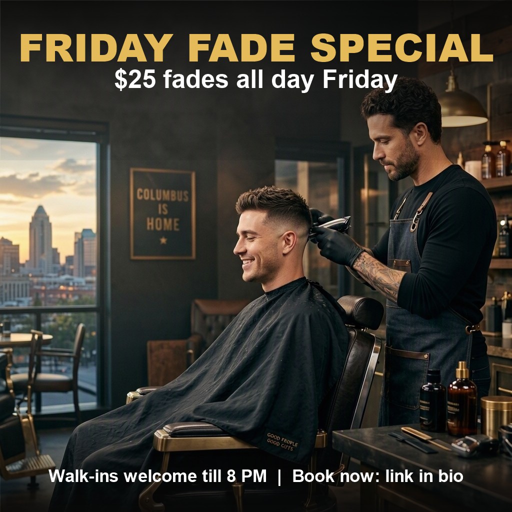 Sample promo graphic for a barbershop's Friday fade special